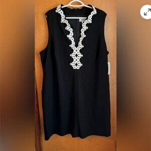 NWT J Howard size 24W Black Sleeveless Dress White